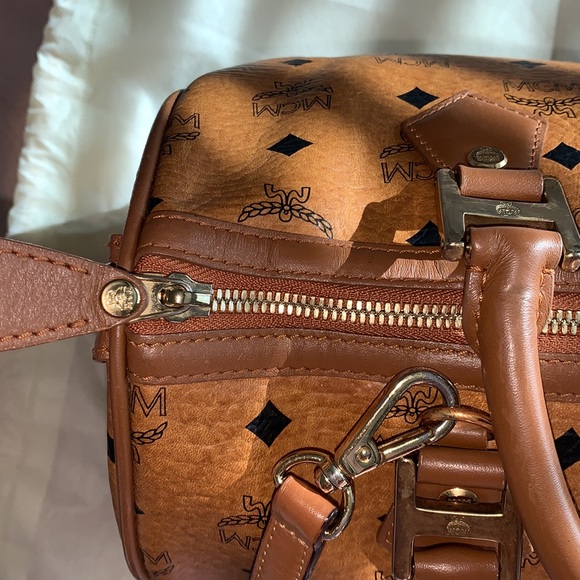 EUC MCM Cognac Visetos 2 way satchel - Picture 9 of 15